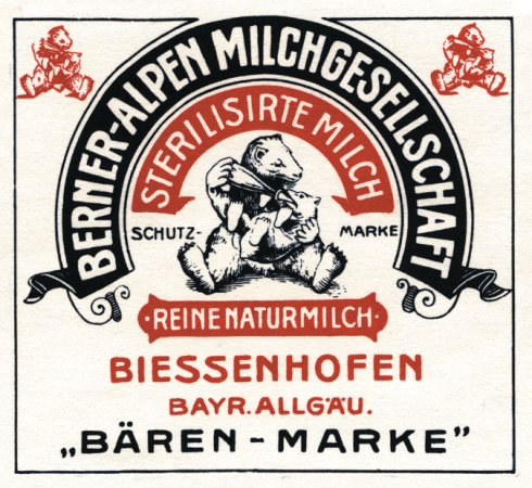Viehrales Marketing mit Tieren - Bärenmarke Etikett von 1912